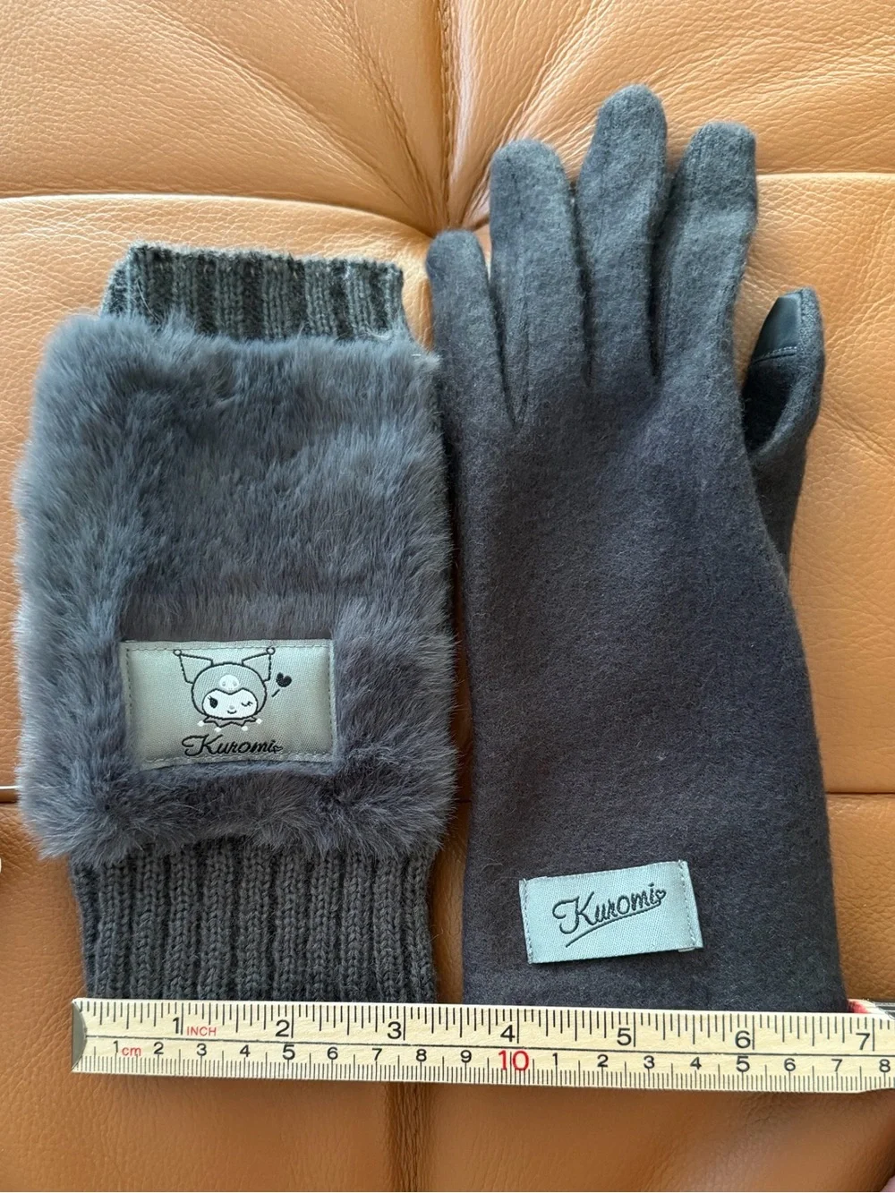 Original Sanrio Kuromi Convertible Fingerless Gloves - Size: L Kids / S Adults